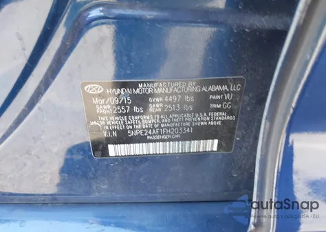 2015 Hyundai Sonata Se из США, поврежденный, VIN 5NPE24AF1FH203341